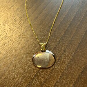 Two tone pendant for an omega necklace.  X design on bail.  Pink and gold tones